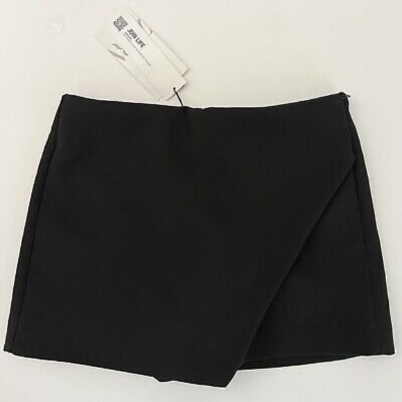 Zara Black Asymmetric Skort High Waist Side Zipper Size XS - Picture 3 of 16